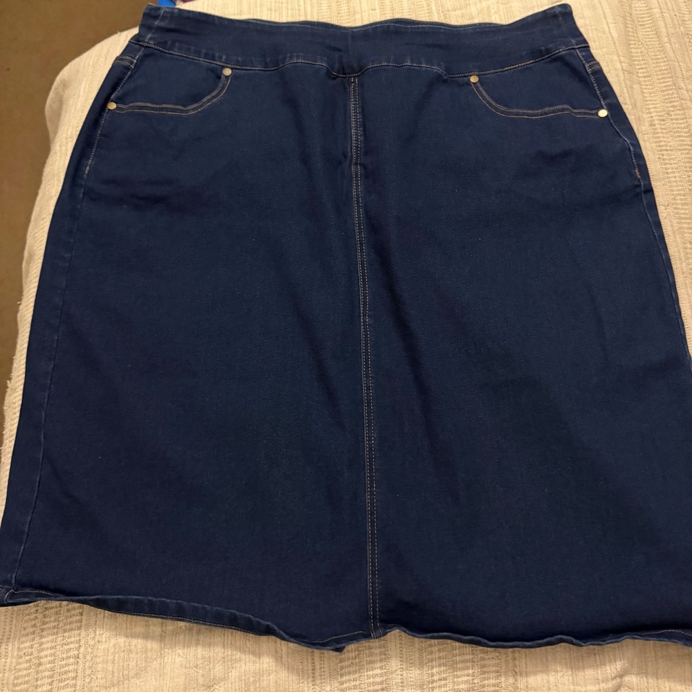 Dark Blue Denim A-Line Skirt